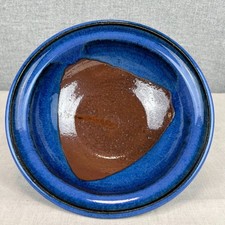 Vintage Keramikschale Blau Braun Ø 21 cm Studiokeramik  Signiert Boho