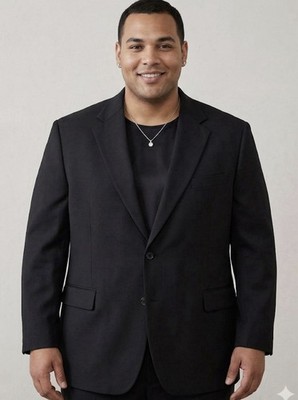 Beallpark Imperial Black Blazer Jacket 2-Button Notch Lapel Men s(A661)