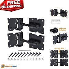 Heavy-Duty Self Closing Gate Hinges, Adjustable 0.23"-1.25" Gap, 2-Pack Black