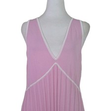 Solid & Striped Pink Pleated Maxi Dress XL V-Neck Sleeveless Resort Beach Cover