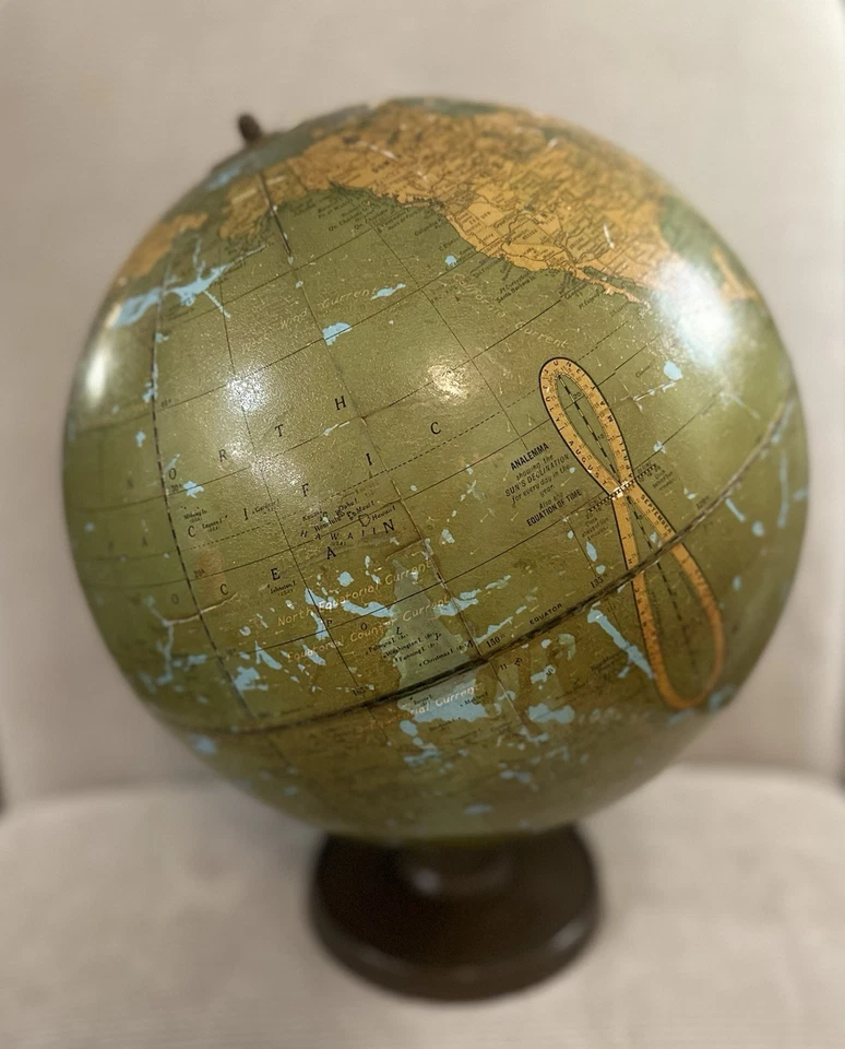1930-1940 Vintage Style Globe with Wooden Stand World Map Globe - Image 3 of 4