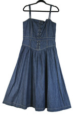 NEW, Reformation Florentina Denim Midi Dress in Indigo Sz 12 #MD1869