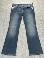 7 For All Mankind Dojo Jeans Womens 27x30 Blue Stretch Denim Embroidered Pockets