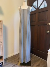 Tory Burch Summer Dress Maxi Zipper Coverup Beach | Cream Blue | Size Medium