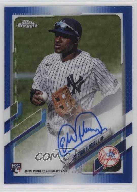 2021 Topps Chrome Rookie Blue Refractor /150 Estevan Florial #RA-EF Auto RC 09br
