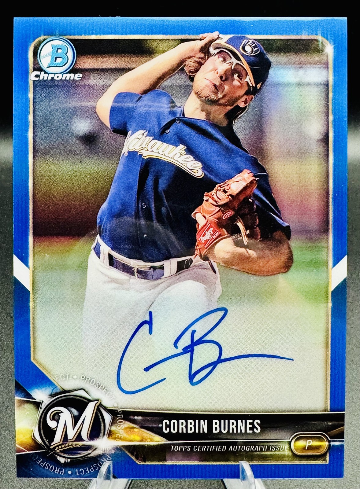 2018 Bowman CORBIN BURNES RC /150 TRUE BLUE Chrome Prospect Autographs #CPA-CB