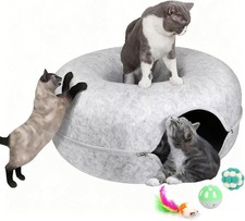 24inch-Tunnel Bed for Indoor,cattasaurus Peekaboo cat cave for Multiple,Detachab