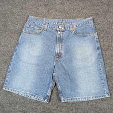 Vintage Y2K Levis 550 Relaxed Fit Mens Denim Shorts Light Wash Blue W36 Cotton