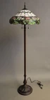 Antique Tiffany Stain Glassed Floral Floor Lamp