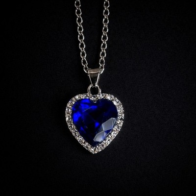 Titanic Heart of the Ocean Forever  Necklace Pendant Blue Crystal Wedding Love 