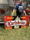 Vintage 2 Sided Large Karlsbrau Beer Porcelain Sign 36x60 Duluth Mn Fitgers — photo 6