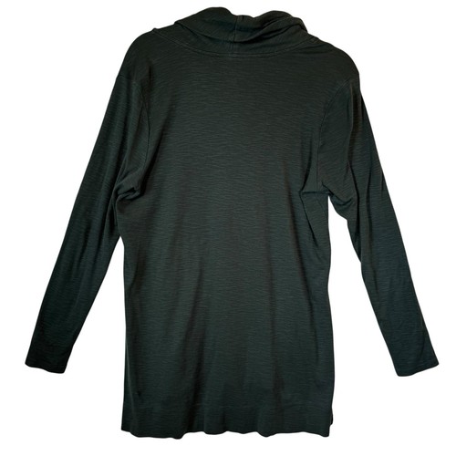 J Jill Top Blouse Shirt M Women Long Sleeve Cowl Neck Pima Cotton Forest Green - Picture 3 of 8