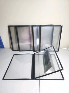 Menu Covers Lot Of 5 (3 Page) Clear View & Black Trim Events Large Sized _CY