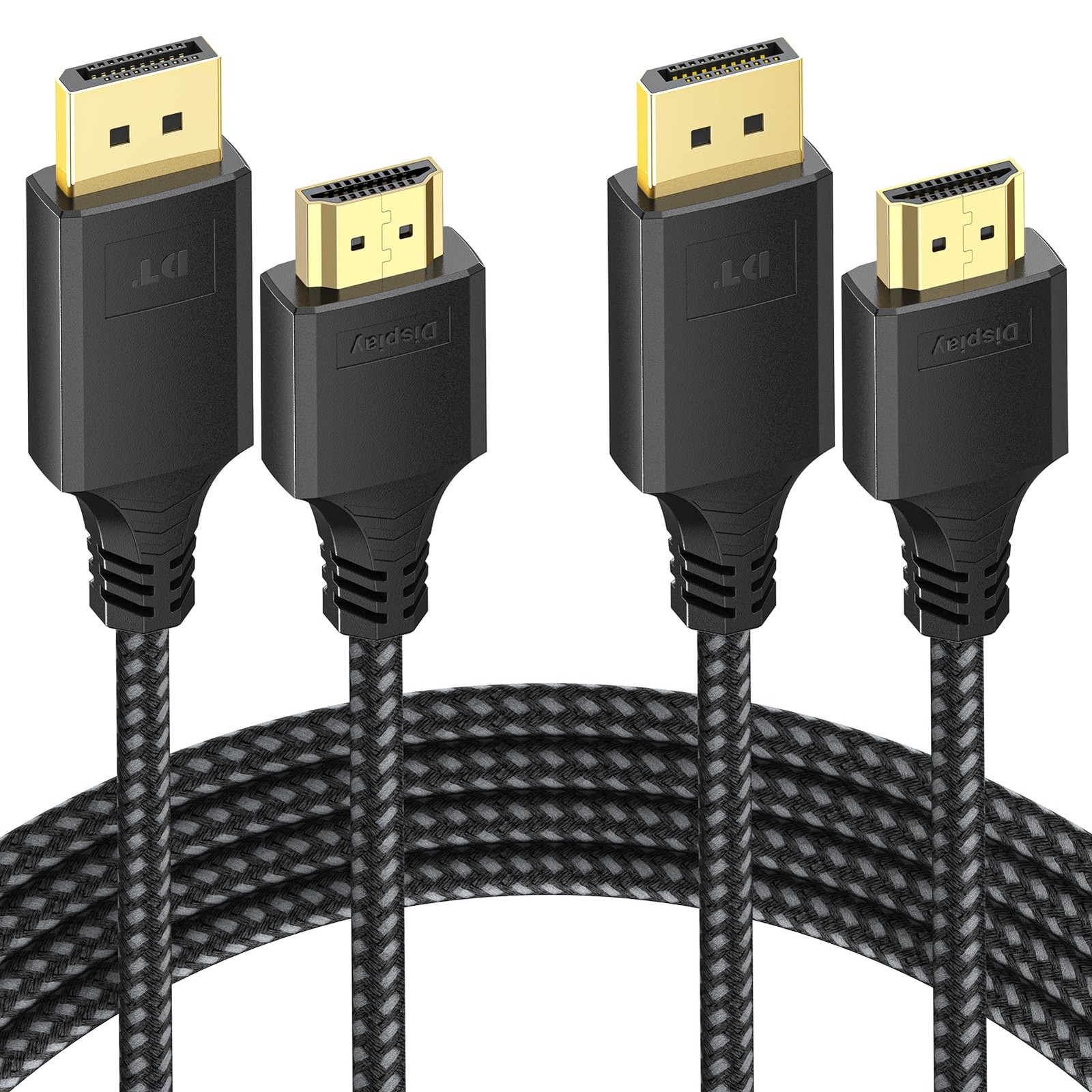 4K DisplayPort to HDMI 1.4 Cable 6ft 2 Pack High Speed Adapter