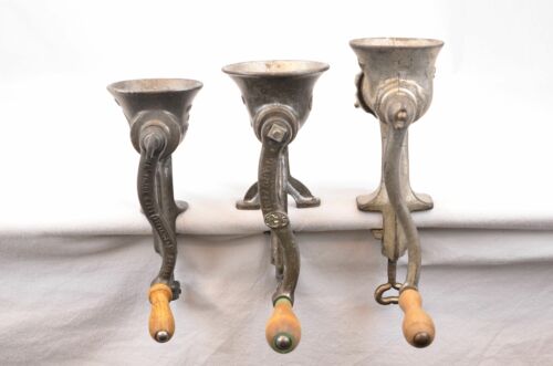 3x Vintage Cast Iron Mincers, Spong 90, OK Beatrice No 10, No 5, Made in England