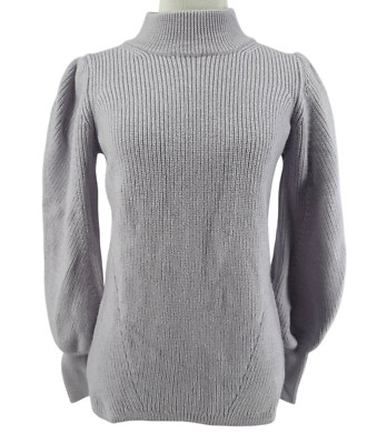 Joie Women's Misty Lilac Tandou Mockneck 100% Wool Bishop Sleeve Sweater Medium