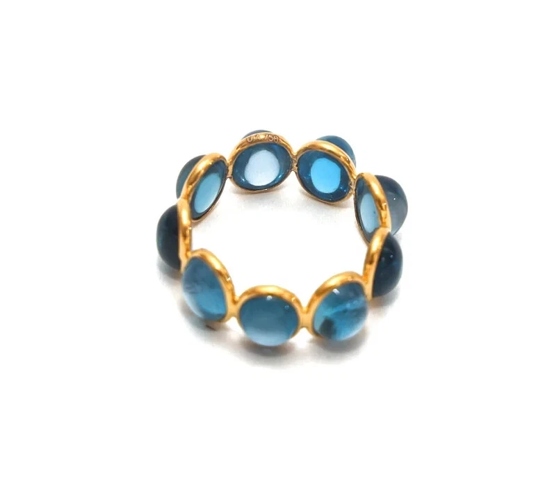 Anillo calcedonia ovalado piedras preciosas chapado en oro plata 925 anillo de eternidad completo Foto 4 de 4