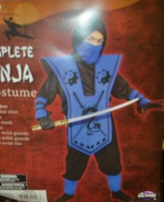 Boy's Fun World Complete Ninja Halloween Costume 7 PC Set Size Small 4-6 