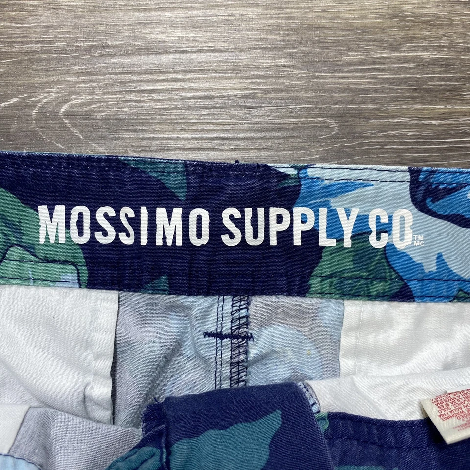 Pantalones Cortos Mossimo Talla 32 Relajado Azul Flores Chino Bolsillos 11” Entrepierna Para Hombres Foto 4 de 4