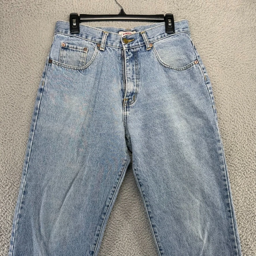 Vintage BUffalo Jeans Men's 32 Blue Denim Light Faded Straight Fits 30x33 90s - Image 2 of 4