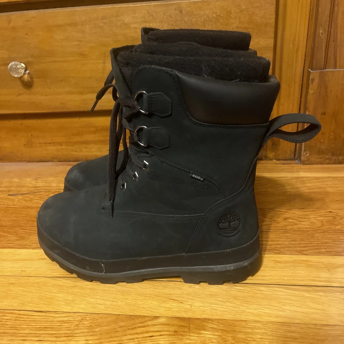 Timberland 800 Gram Primaloft Black Nubuck Leather Snow Drifter