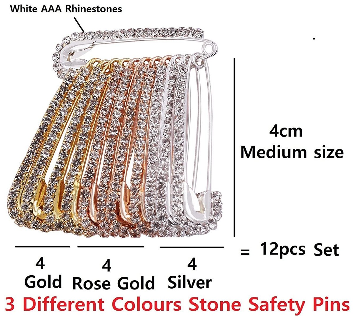 Golden Safety Saree Dress Kurtis Pins Pallu Dupatta Scarf Sari