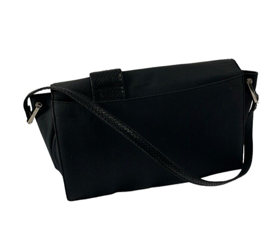 Vintage GIANNI VERSACE black canvas shoulder bag snake trim with duster image 8