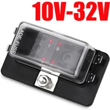 4-Way Blade Fuse Box Block Holder LED Indicator 12V 32V Auto Marine Waterproof