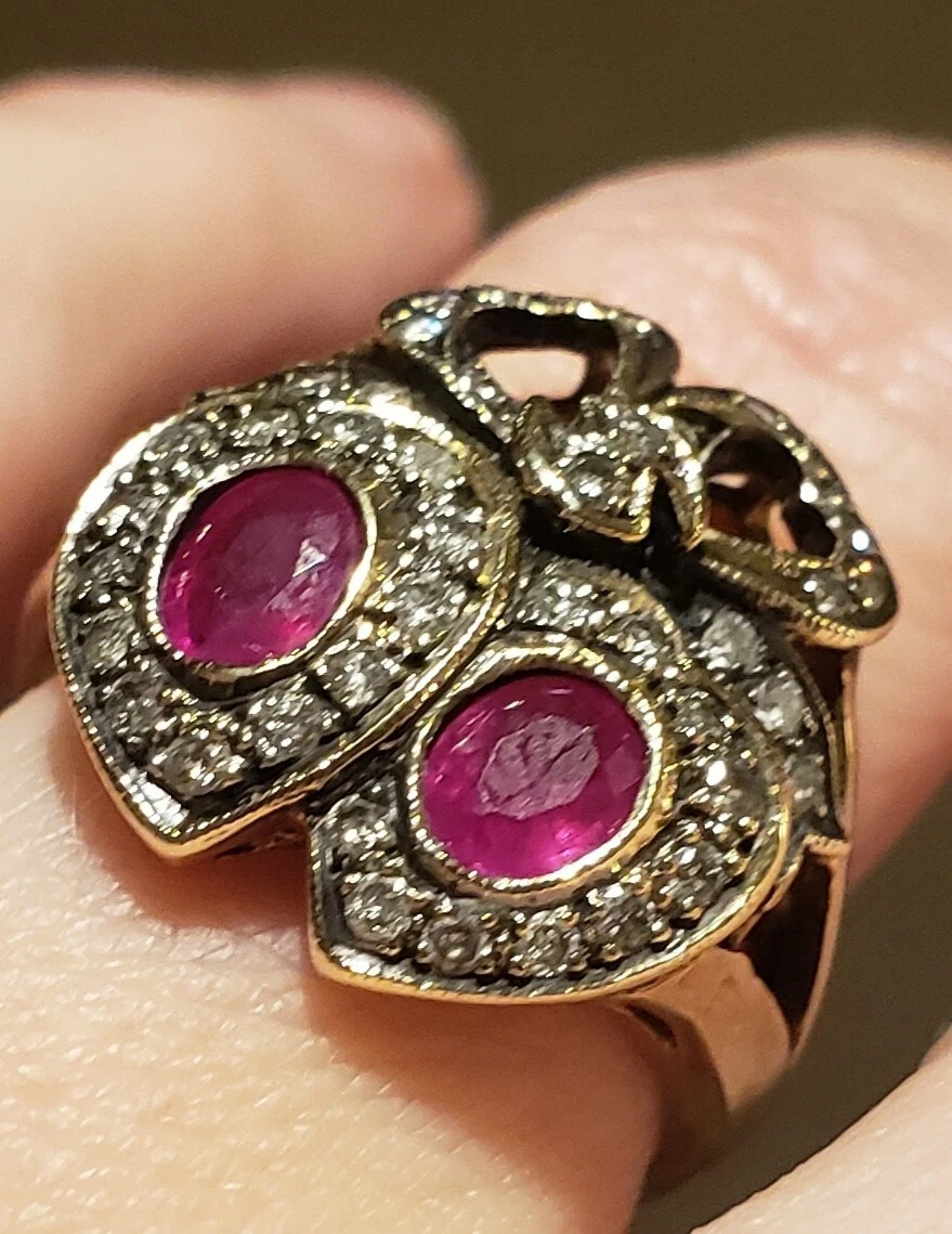 Antique double heart clearance ring