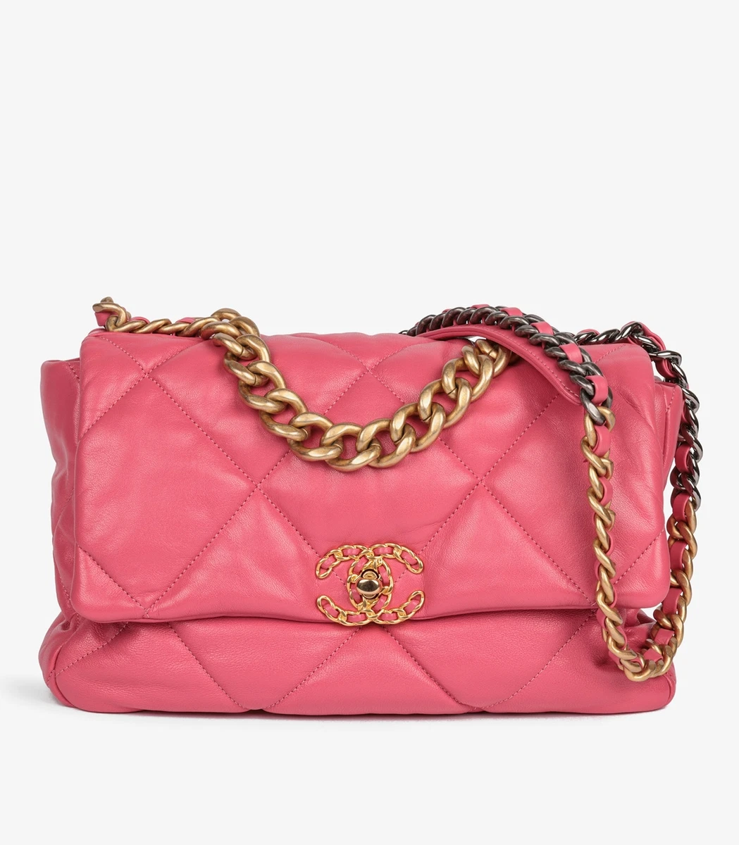 Chanel Pink Quilted Lambskin Large 19 Flap Bag eBay