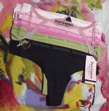 5 NEW JUICY COUTURE JC1625 5PKH MF LOGO WAIST NO PANTY LINES THONG PANTIES M