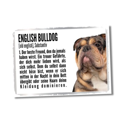 Old English Bulldog Duden Hund Dog Schild Spruch Türschild Hundeschild Warnschil