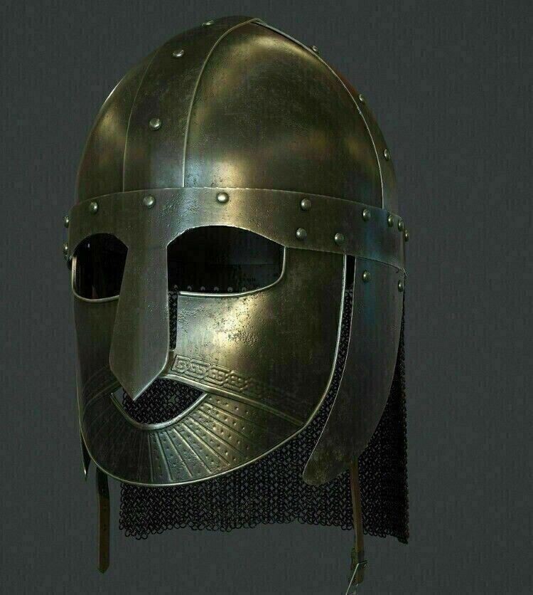 Disfraz de casco medieval armadura portátil cota de malla vikinga cruzada arm...