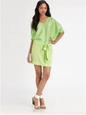 Diane von Furstenberg Edna Color Block Dress, Spring Leaf/Acid Green, Sz 10 NWT