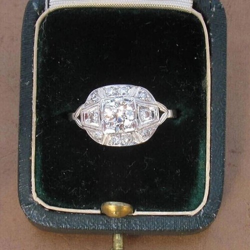 1.50Ct Simulated Diamond Art Deco Vintage Style Wedding Ring White Gold Plated - Picture 7 of 10