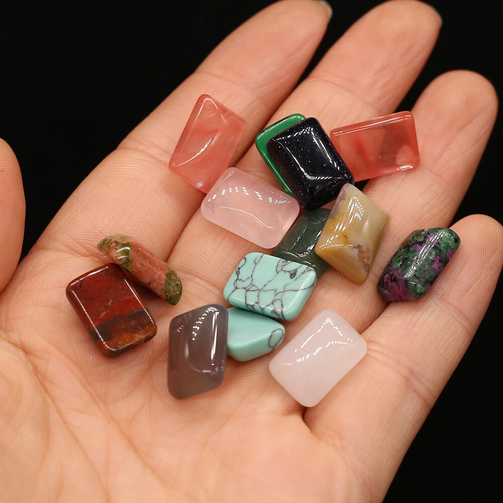 20 Pcs Rectangle Cabochon Flat back Natural Stone Cabochon for Jewelry Making image 6