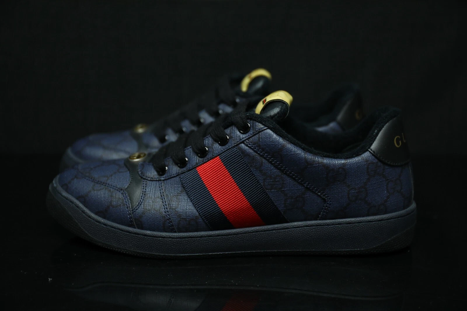 Baskets Gucci Screener bleu foncé GG Supreme toile taille 7 US 7,5