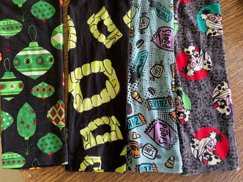 4 LuLaRoe Girls Leggings Size L/XL, Disney /Christmas/OOPS!/neon teeth - Picture 7 of 7