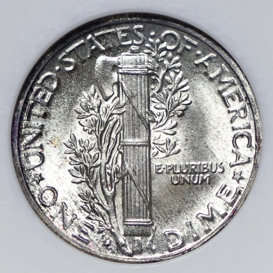 GEM+ BU 1944-D Mercury Dime NGC MS66 FB BLAZER! Old Fat Holder RHM - Image 4 of 4