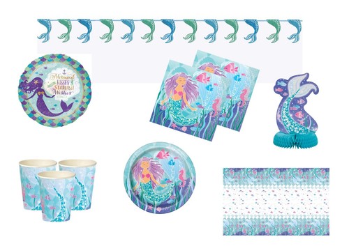 Mermaid Kids Birthday Party Decorations Balloons & Tableware - Picture 2 of 10