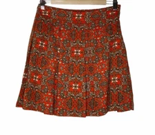 Collective Concepts Womens A Line Skirt Orange Floral Side Zipper Lined L New