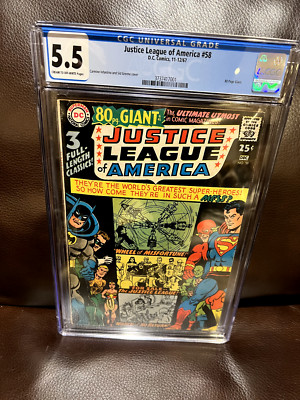 Justice League of America JLA #58 CGC 5.5 Grade 1967 80 PG GIANT Batman Superman