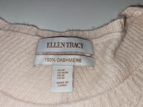 Ellen Tracy 100% Cashmere Tunic Sweater M Pale Pink Long Sleeve Quiet Luxury - Picture 13 of 16