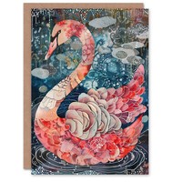 Abstrakt Rosa Blume Schwan Kunstwerk Verzaubert See Geburtstagskarte