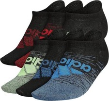 Adidas, Kids size Medium, no show socks, Multi color Six pack
