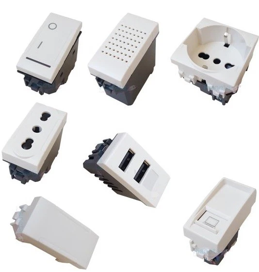 BTICINO LIVING LIGHT COMPATIBILE PRESA SCHUKO TV PULSANTE DEVIATORE USB