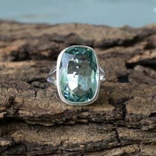 Valentine's Day Aqua Apatite Gemstone 925 Sterling Silver Handmade Ring All Size