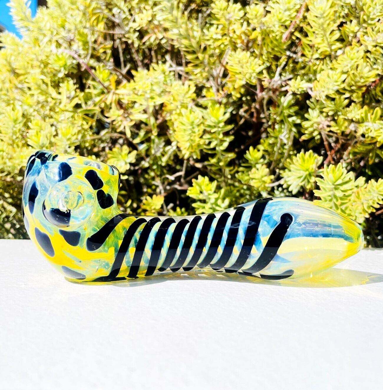 5.25" Zebra Ghost Sherlock Glass Pipe Tobacco Smoking Spoon Hand Pipes MB-0011