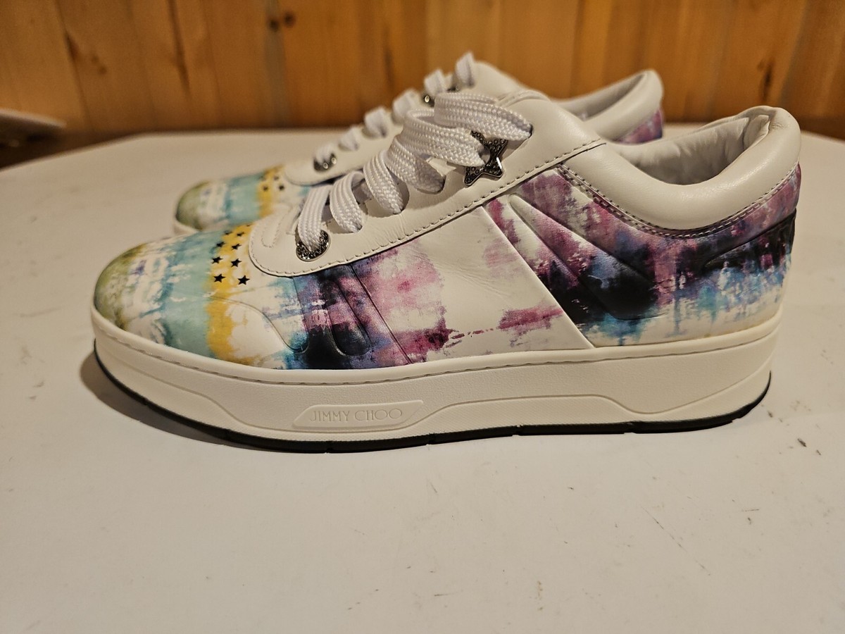 Jimmy Choo Hawaii Tie-Dye Leather Fashion Sneakers Women's Sz EU