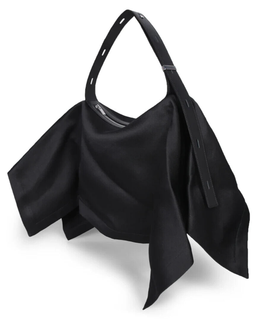 Authentic Issey Miyake Woven Shoulder Bag Black Enveloping Square